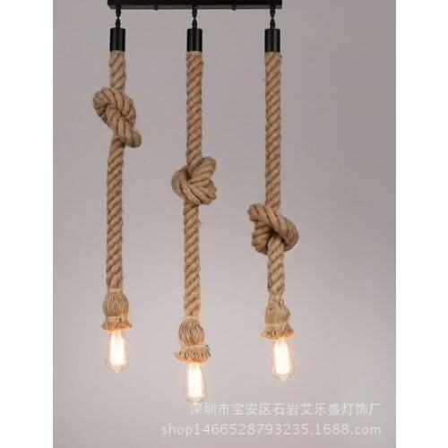 Retro Vintage Industrial Style Hemp Rope Pendant Lamp Bulb Holder Hanging Light Fixture For Country Home Decor WJ121924