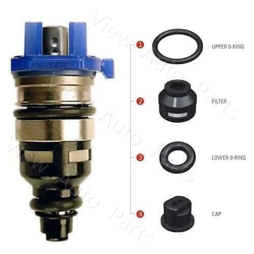 10 Set for Mazda 2.5L V6 FJ220 Fuel Injector Repair Kits Denso 195500-2390 Filter rubber seal orings Plastic Cap VD-RK-0042