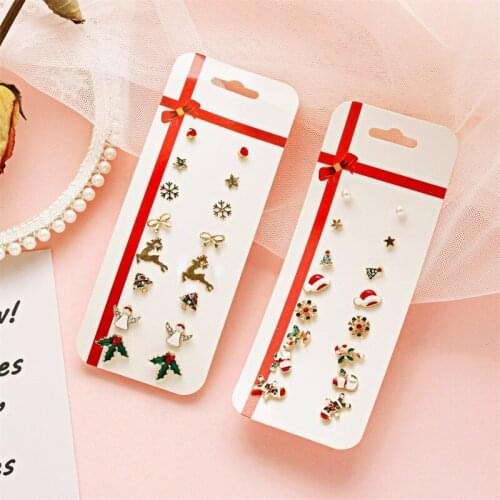 8pair/set Earrings for Women Christmas Earrings Santa Claus Elk Earrings Holiday Gift Earrings for Women