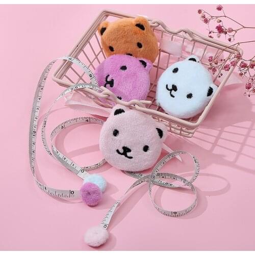 Portable 150cm 60 Inch Cartoon Plush Retractable Tape Measure Ruler Sewing Tool Cute Bear Tape Measure Body Measuring Tape