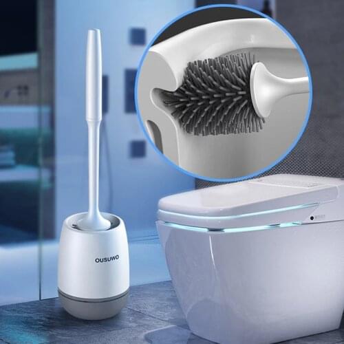 Toilet Brush Long Shank Soft Wool Toilet Cleaning Brush Set Silicone Without Dead Corner Wall Hanging Toilet Cleaning Brush