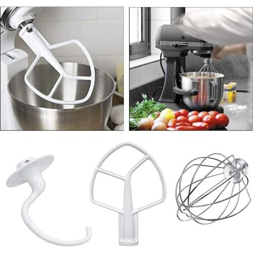 3 Pack Mixer Replacement Flat Beater Wire Whip Dough Hook for 3K5SS 5KSM5 K4SS K5SS KDM5 KP50 KSM50 KSMC5