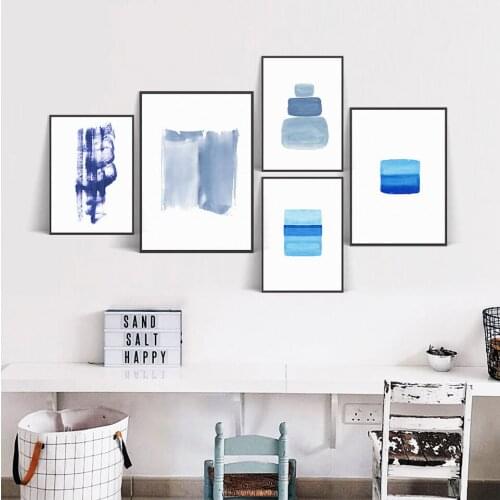 CLSTROSE Modern Minimalist Canvas Pictures Poster Blue Abstract Paintings Decoration For Living Room Wall Art Nordic Prints