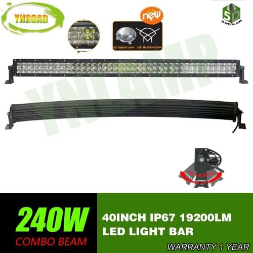 YNROAD 5D 240W 40inch Curved LED Work Light Bar Combo Beam 5D optical lens SUV ATV 4x4 Truck 4WD Offroad Light Bar 19200LM