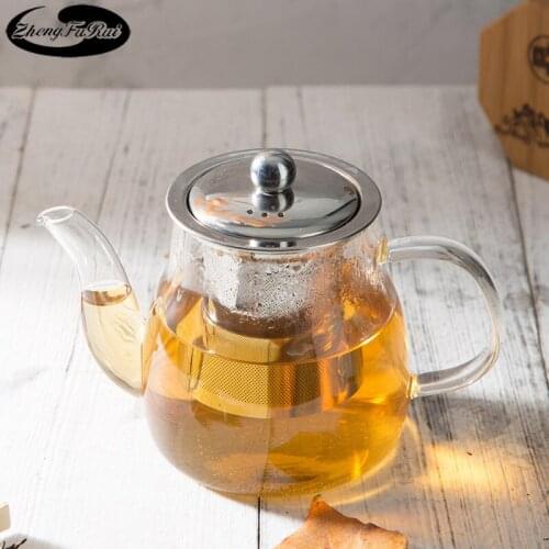 Heat-resistant glass pot, household teapot, stainless steel filter pot, household boiling teapot, flower teapot