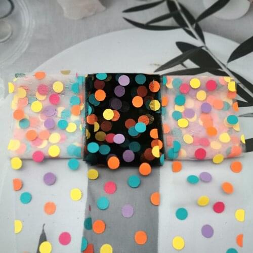 6cm 5Yards Tulle Roll Rainbow Spotted Yarn Mesh Fabric DIY Sewing Craft Hair Poms Bow Soft Glitter Organza Ribbon Supplies