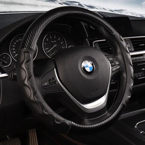 Carbon with Leather D Shape Steering wheel cover Massage Anti Slip Interior Steering-Wheels Accessories For Sport Car