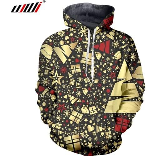 UJWI New Harajuku Print Tree gift 3D Hoodies Christmas Sweatshirts Men Womens Hiphop Punk Hooded Pullovers Jumpers Big Size