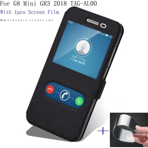 Smart View window Flip PU Leather Case For Huawei G8 Mini 2018 Phone Cover For Huawei GR3 TAG-AL00 shell G8Mini back case cover