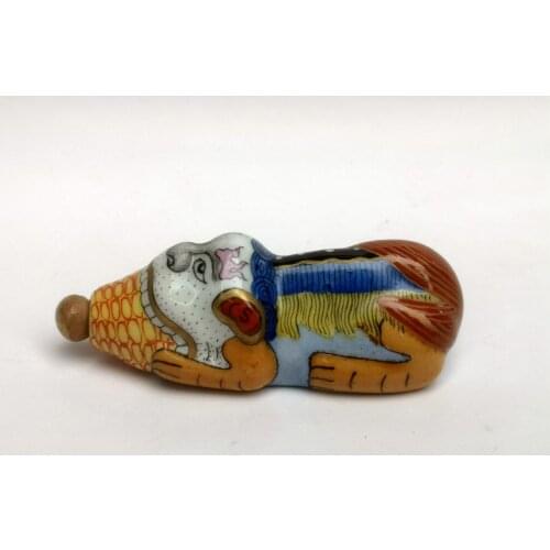 YIZHU CULTUER ART Unique Signature Old Collected China Porcelain Painting Lovely Lion Snuff Bottle Family Decoration Gift
