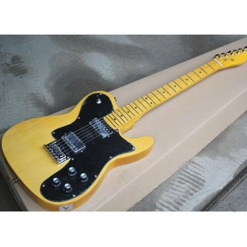 Top quality FDTL-2029 transparent yellow balck plate color Solid basswood body maple fretboard TL electric guitar, Free shipping