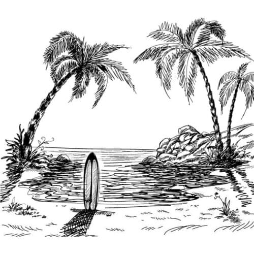 ZhuoAng Coconut Tree / Sea Beach Clear Stamps For DIY Scrapbooking/Card Making/Album Decorative Silicone Stamp Crafts