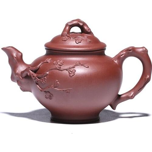 Yixing famous heavy ware pure handmade purple clay teapot raw material purple clay plum blossom primrose Teapot 250CC
