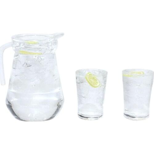 1/12 Dollhouse Miniature Accessories Mini Lemonade Kettle Cup Set Simulation Drink Model Toys