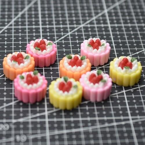 1pcs/lot resin flat back Simulation colorful strawberry cake 20mm Cabochons Scrapbooking Hair Bow Center DIY Christmas decration