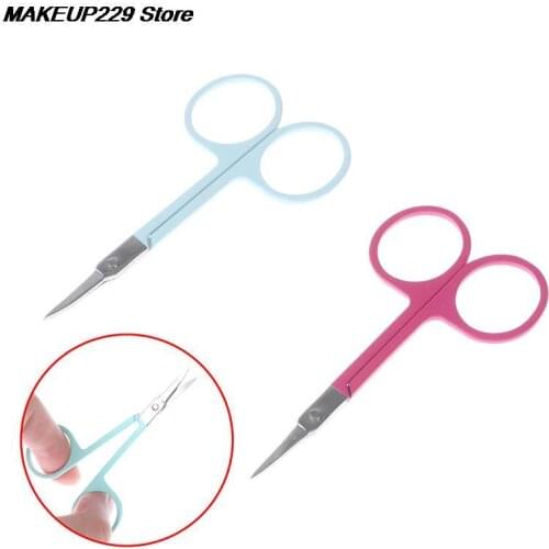 1PC Professional Eyebrow Nose Eyelash Cuticle Scissors Curved Pedicure Makeup Tool