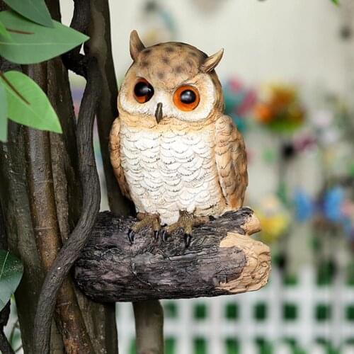 1 Pcs Outdoor Realistic Owl Decoy Durable Resin Craft Yard Ornament Bird Repulsive Scare Hand-painted Sturdy Anti-corrosion