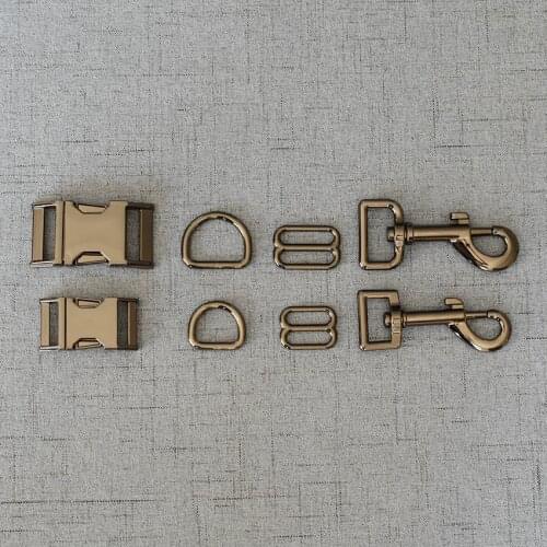 10 Sets 15mm/20mm/25mm Gun Black Metal Straps Slider D Ring Release Belt Buckle Spring Hook Clasp For Pet Leash Harness Sewing