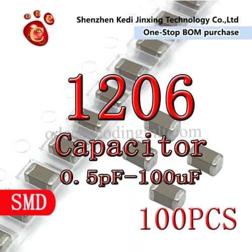 100PCS 1206 Capacitor 1KV 10pF 20pF 22pF 27pF 30pF 33pF 39pF 47pF 56pF 68pF 82pF 100pF 120pF 150pF 180pF 220pF 270pF 330pF 390pF