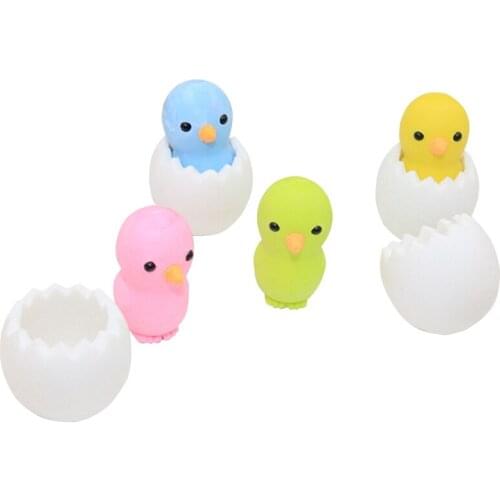 36pcs/lot Cute Cartoon Eggshell chicken Erasers for Office School Kids Prize Writing Drawing Student Gift