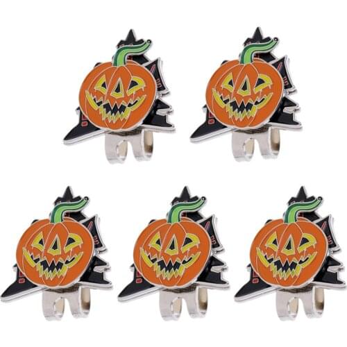 5 Pieces Halloween Pumpkin Magnetic Golf Ball Markers Clip Onto Cap Visor Hat Accessory Gift for Golfer