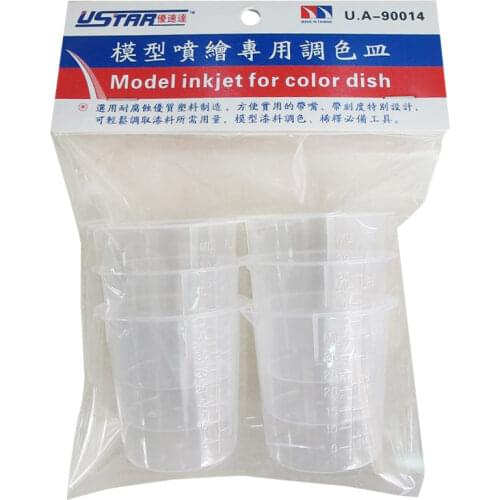 6pcs U-STAR UA-90014 With Scale Plastic Paint Mixing Cup 30ml With Scale,Model inkjet for Color Dish