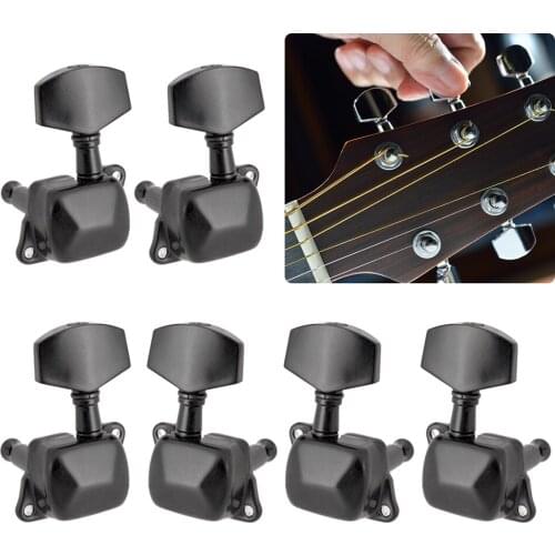 6pcs Gear Ratio 1:15 Semi-Closed Acoustic Guitar Tuning Pegs Tuner Machine Heads Tuning Keys 3L3R Guitar Replacement Parts