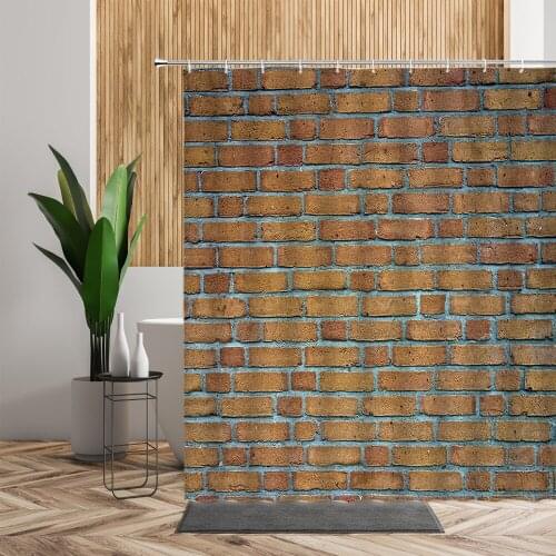 Seamless Brick Wall Shower Curtains Waterproof 3D Print Heart Shaped Stone Home Bath Accessorie Polyester Fabric Hanging Curtain