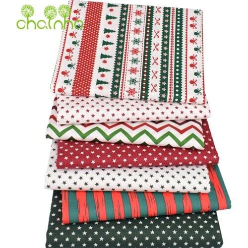 Chainho,Christmas Geometric Pattern Printed Twill Cotton Fabric,Patchwork Cloth For DIY Sewing Quilting Baby&Childrens Material