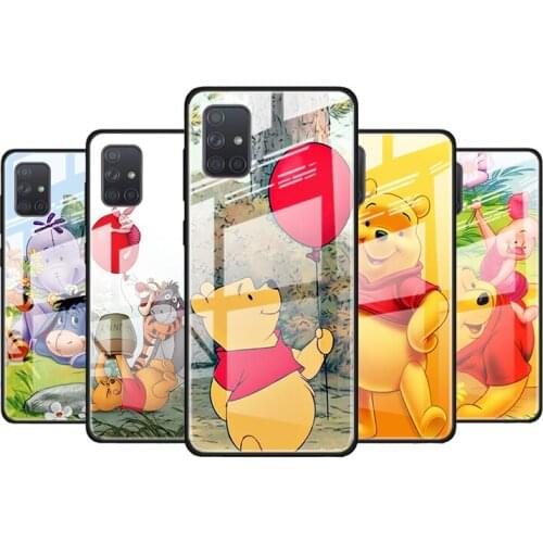 Pooh Bear Cute for Samsung Galaxy S21 Ultra A71 A51 4G 5G A91 A81 A41 A31 A21 A11 A01 Tempered Glass Phone Case