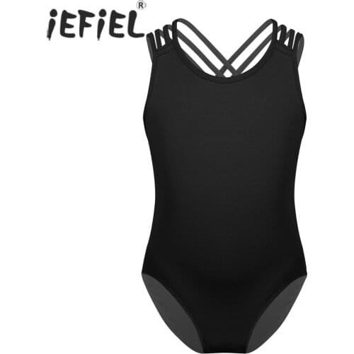 Kids Girls Ballet Turnpakje Dancewear Criss-Cross Straps Back Ballet Dance Gymnastics Leotard Body Costumes Ballerina for Teen