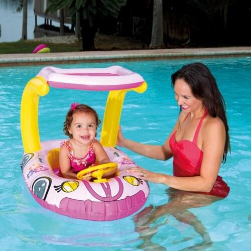 Baby Swimming Ring Thicken Sunshade Swimming Float Simulate Car Portable PVC Swimming Ring Outdoor Fun Sports Gift For Children