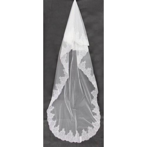 New Elegnat One-layer White Crepe Wedding Veil With Appliques For Weddings Accessories