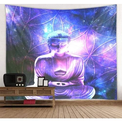 Fantasy starry sky Buddha statue background tapestry digital printing background decoration cloth factory direct sales can be cu