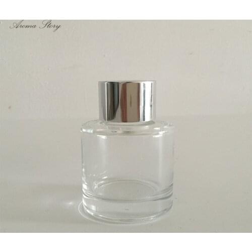 10pcs/lot 50ml Reed Diffuser Bottles Diameter 5cm, Height 7cm, Weight 106g(with cap) Metal Silver/Gold/Black Cap Plastic Stopper