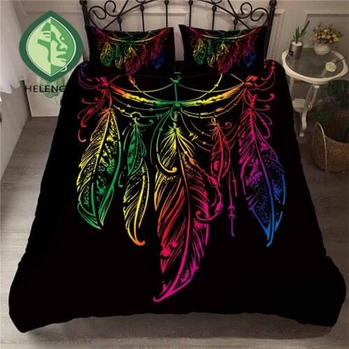 HELENGILI 3D Bedding Set Dreamcatcher Print Duvet Cover Set Lifelike Bedclothes with Pillowcase Bed Set Home Textiles #BWM-18