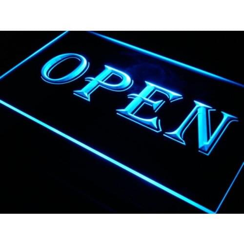 I019 OPEN Shop Cafe Bar Pub Business LED Neon Light Light Signss On/Off Switch 20+ Colors 5 Sizes