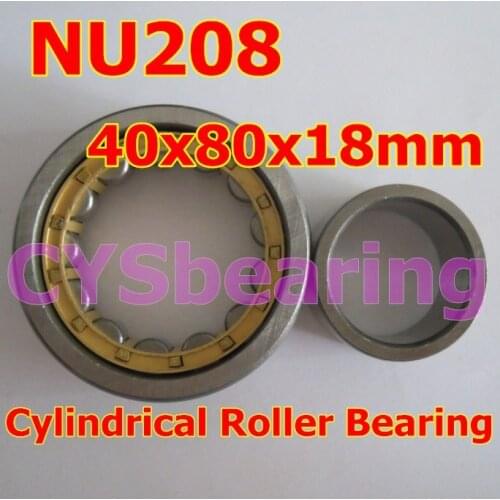 ID 40mm shaft OD 80mm 40X80X18mm NU208ECM NU208M brass cage single row cylindrical roller bearing
