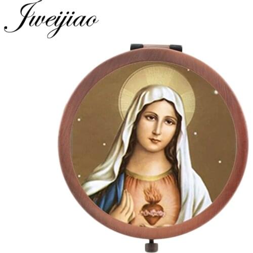 JWEIJIAO 2019 Virgin Mary Beauty Health espejo de maquillaje mother and son Folding Makeup mirrors vm01