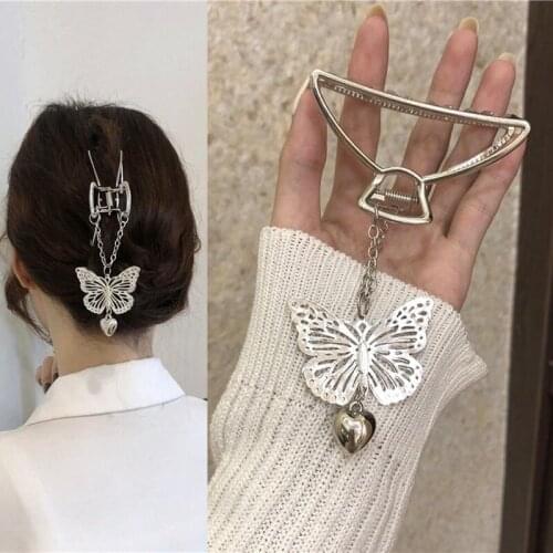 Korean Hollow Metal Semicircle Butterfly Bowknot Hair Claws for Women Girls Barrette Hairpin Hair Clips 2021 New Arrival Trend