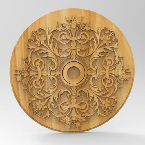Flower art frame circular 3d STL Model for CNC Router Engraver Carving 3D furniture decoration Deco