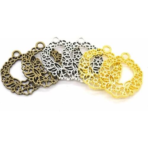 Hot Sale 20pcs Fashion charm gifts vintage flower heart alloy charms DIY making bracelet necklace Pendant jewelry Accessories