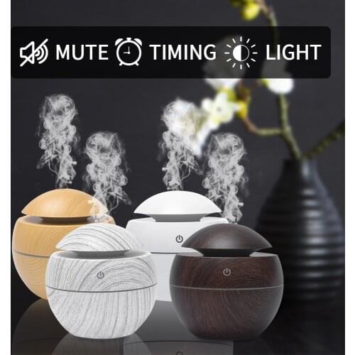 Mini Air Humidifier USB Ultrasonic Aroma Diffuser Wood Grain 7 LED Light Electric Essential Oil Diffuser For Home Aromatherapy