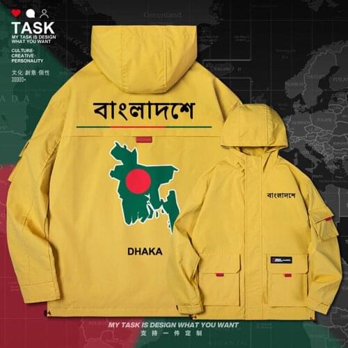 Bangladesh BGD men jacket hooded map nation flag printed top mens new windbreaker fashion mens trench coat men clothes autumn