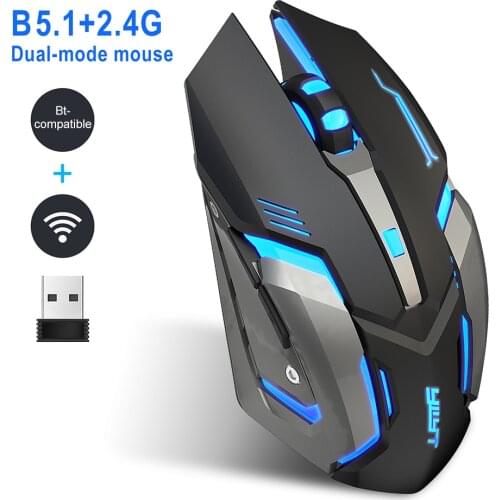 G859 6 Buttons 2400dpi 2.4G Bluetooth-compatible Ergonomic Wireless Mouse USB Rechargeable Luminous Mute Gamer Mice for PC Game