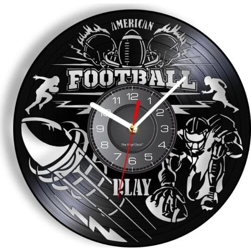 Rugby League Vinyl Record Wall Clock American Football Game Sports Art Home Decor Professional Fitness Silent Non Ticking Watch