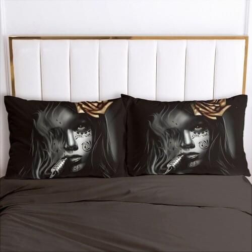 3D Printed Smoking Skull Madam 100% Polyester Pillowcase Printed Home Decorative Pillowcse Pillow Cover Decoraion Bedclothes