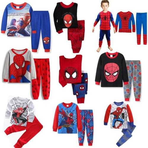 New Spider Man cartoon childrens long sleeve pajamas childrens hero League home wear boys' underwear two piece suit pajamas