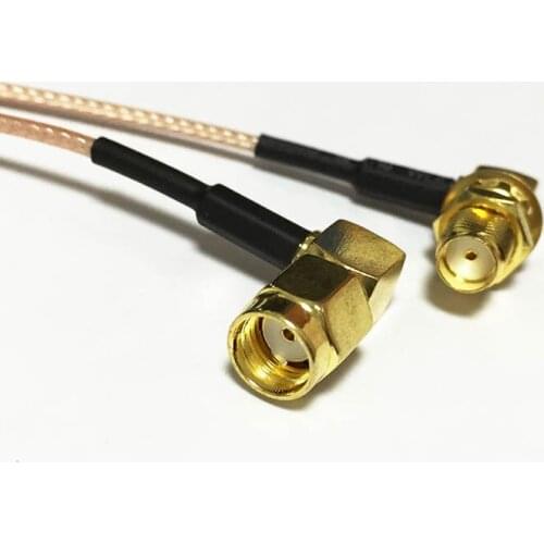 New RP-SMA Male Plug Right Angle Switch SMA Female nut Right Angle pigtail cable RG178 Wholesale 15CM 6" Adapter