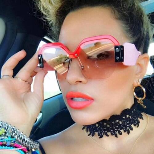 2020 Luxury Brand New Sunglasses Women Oversized Big Square Half Frame Sun Glasses Fashion Retro Female Shades Gafas De Sol
